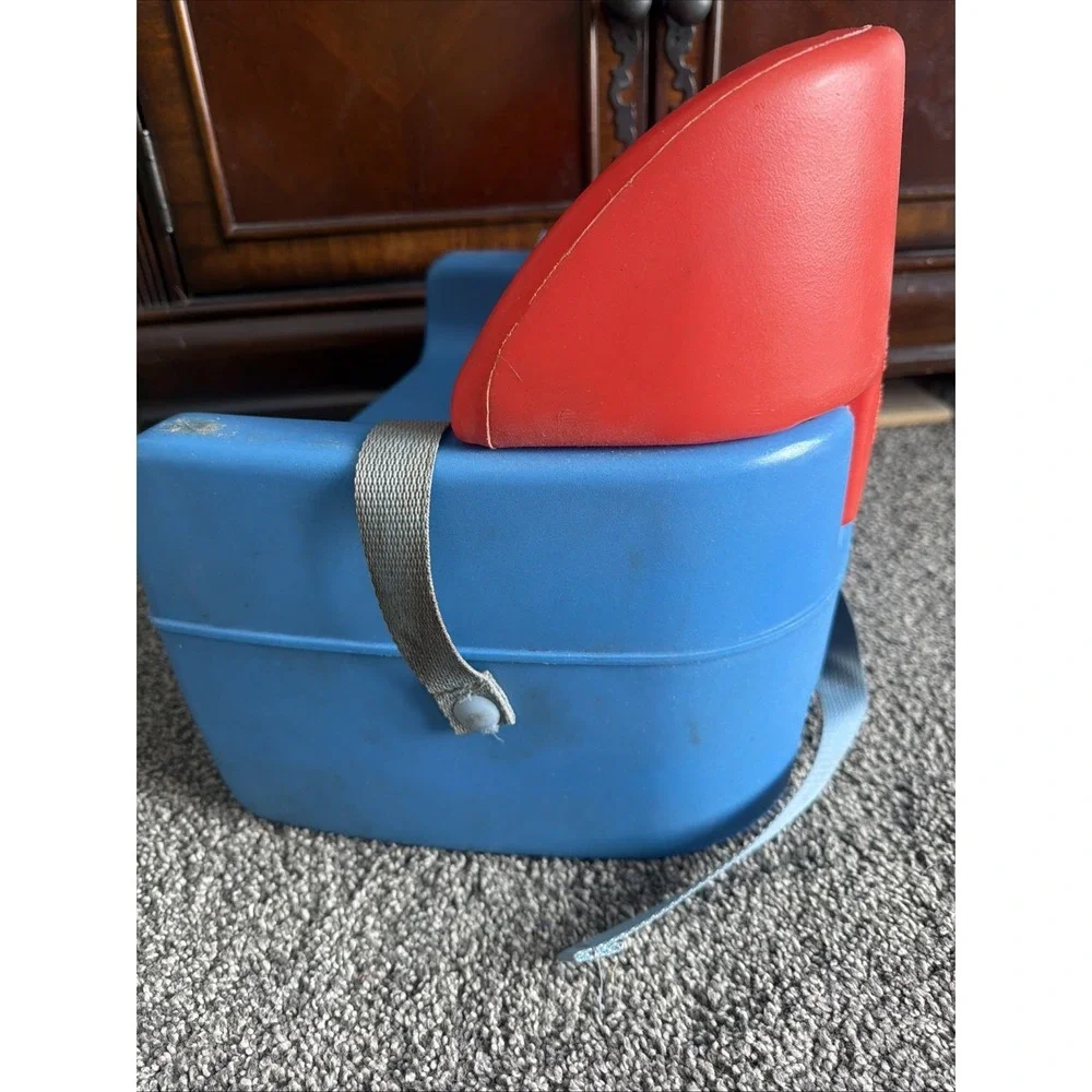 Vtg 1990's Fisher Price Grow With Me Booster Chair Seat Strap Toddler Red Blue